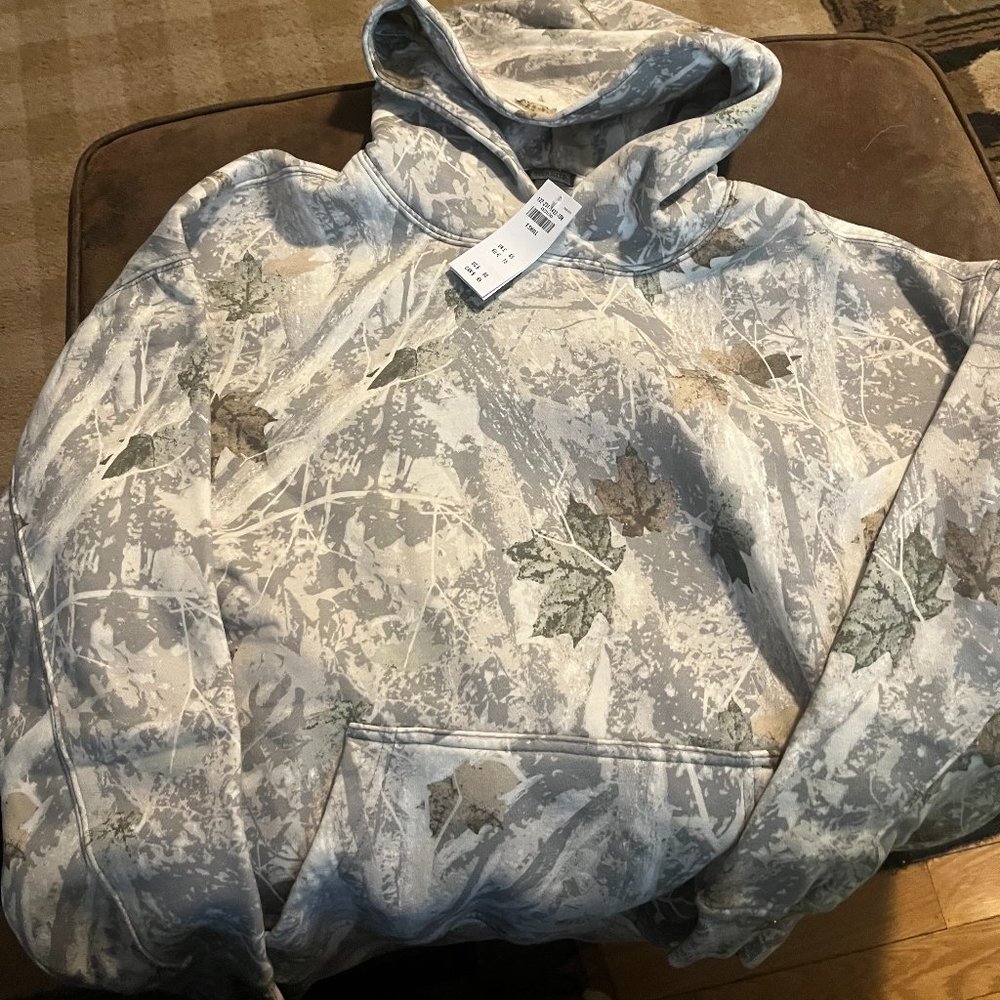 Abercrombie Essential Popover Hoodie, off white camo, XS